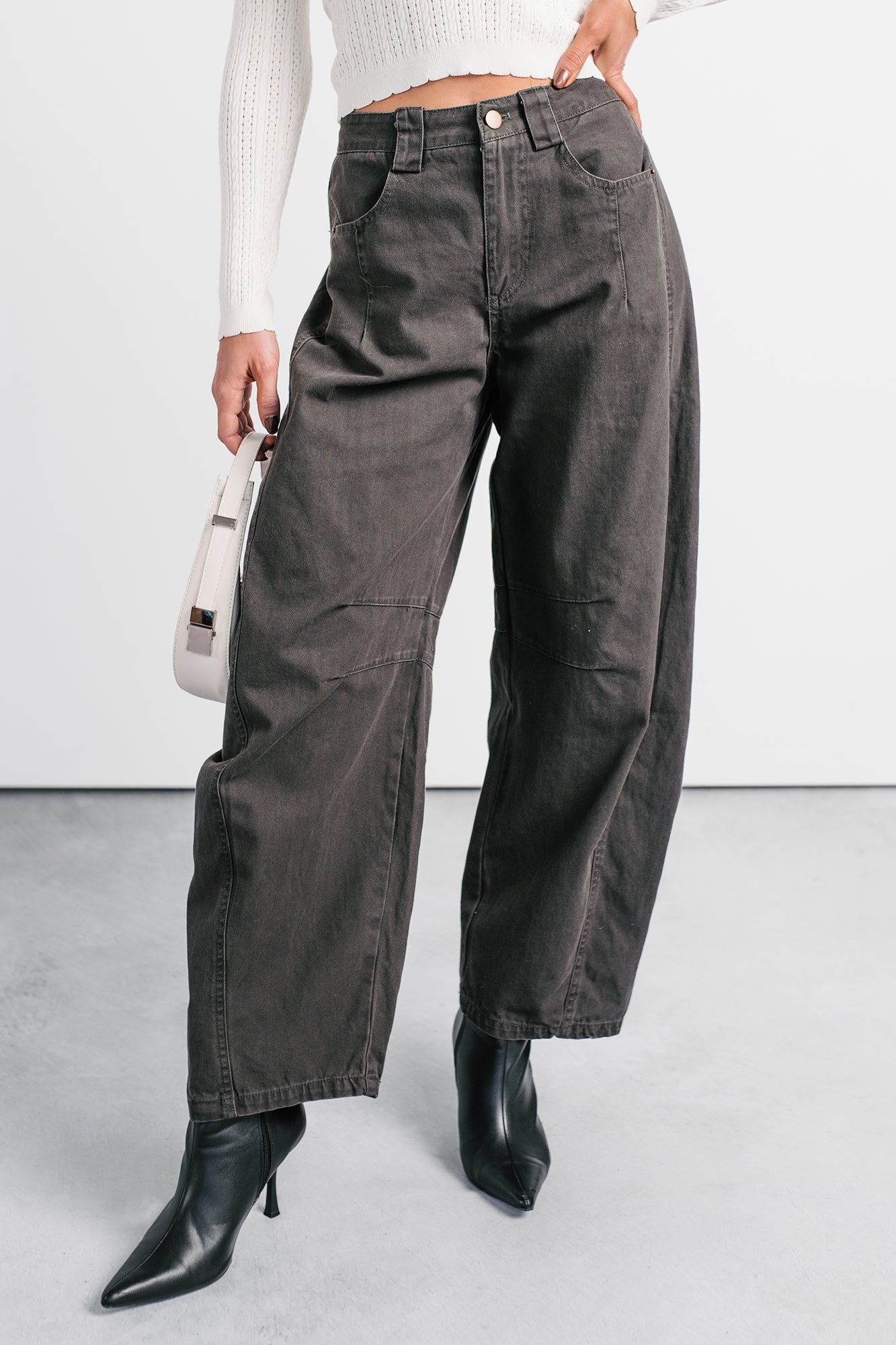 Fabian Wide Leg Denim Papermoon Jeans (Charcoal)