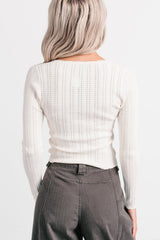 Dreamy Mornings Deep V-Neck Sweater Top (Cream)