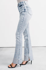 Lorelai Tummy Control Rhinestone Flare Saige Jeans (Light)