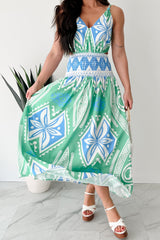 Walking Tall Tropical Print Maxi Dress (Green/Multi)
