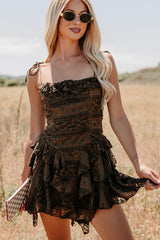 Divine Energy Sleeveless Lace Mini Dress (Mocha)