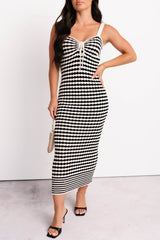 At Your Best Striped Knit Maxi Dress (Off White/Black)