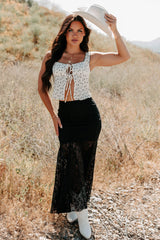 Hard Launch Love Floral Lace Maxi Skirt (Black)