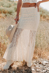 Hard Launch Love Floral Lace Maxi Skirt (Cream)
