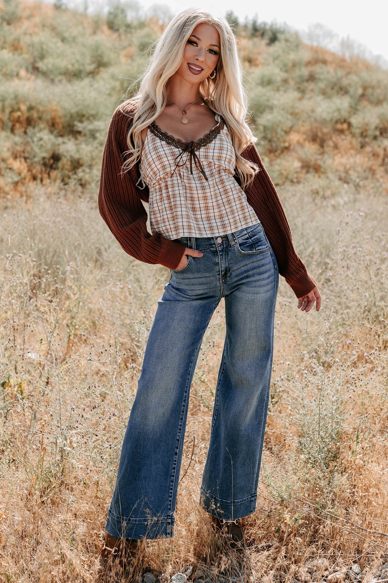 Toasted Coconut Season Bolero Shrug Cardigan (Chestnut)