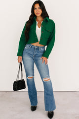 Soft But Savage Fleece Crop Jacket (Green)