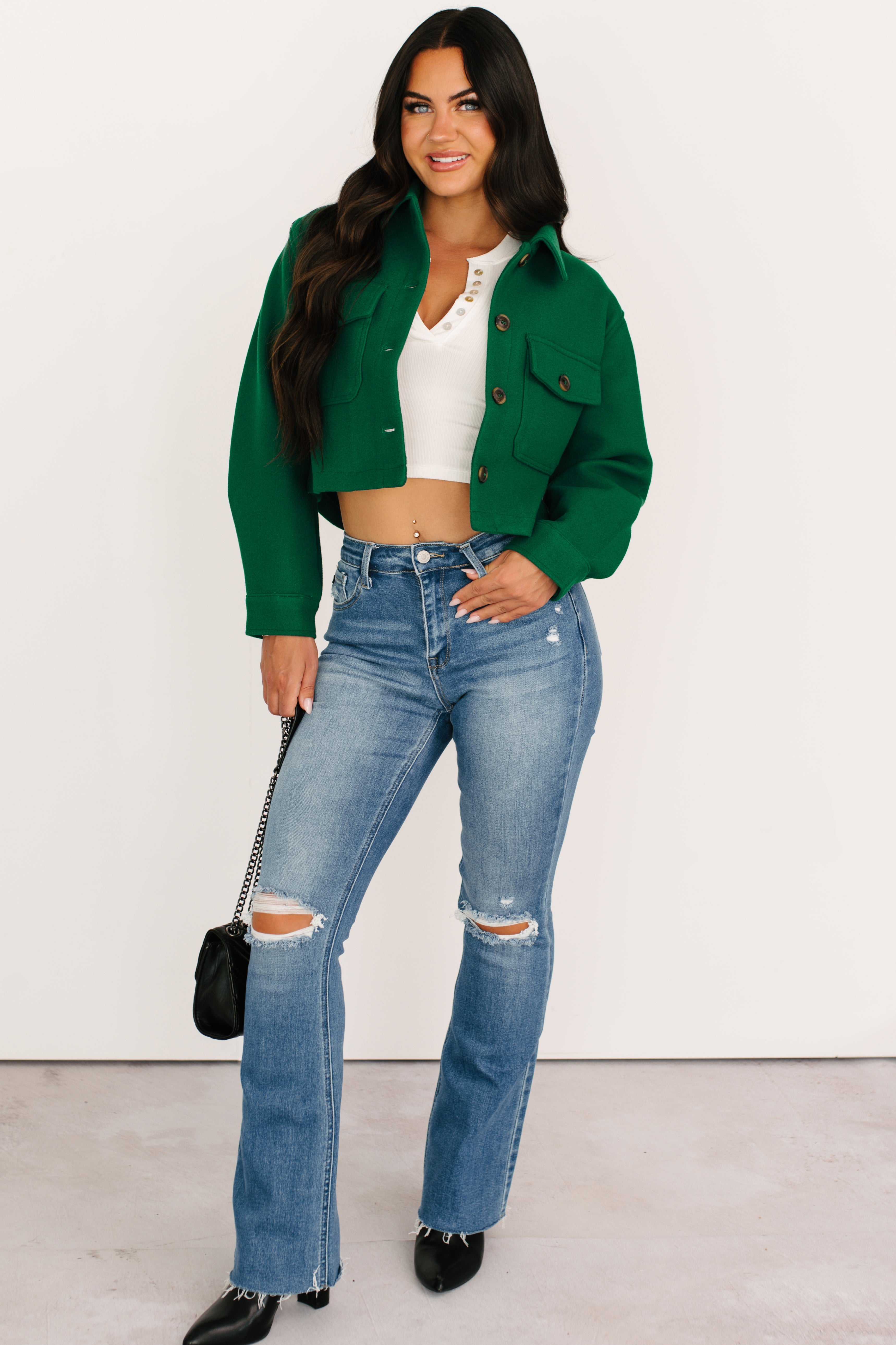 Soft But Savage Fleece Crop Jacket (Green)
