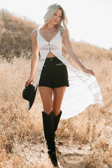 Exploring More High Rise Denim Shorts (Black)