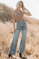 Kiera Tummy Control Wide Leg Saige Denim Jeans (Medium)