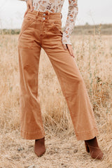 Henley Wide Leg Mica Denim Jeans (Cinnamon)