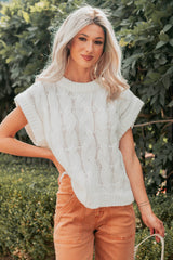 Don't Envy Me Cable Knit Sweater Vest (White)