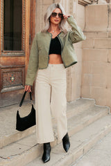Maizie Tummy Control Wide Leg Cropped Risen Jeans (Ivory)