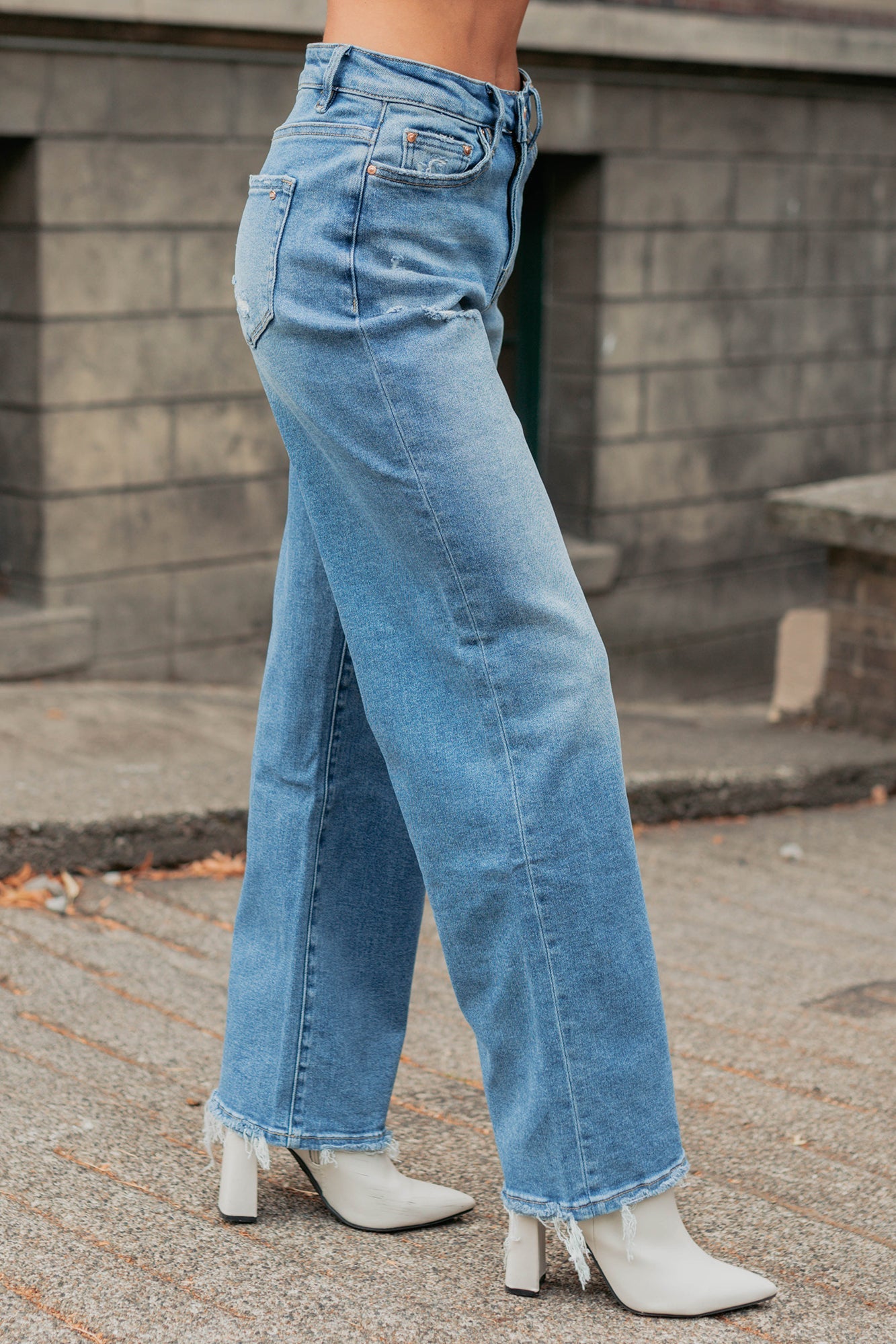 Zari High Rise Straight Leg Mica Denim Jeans (Medium)