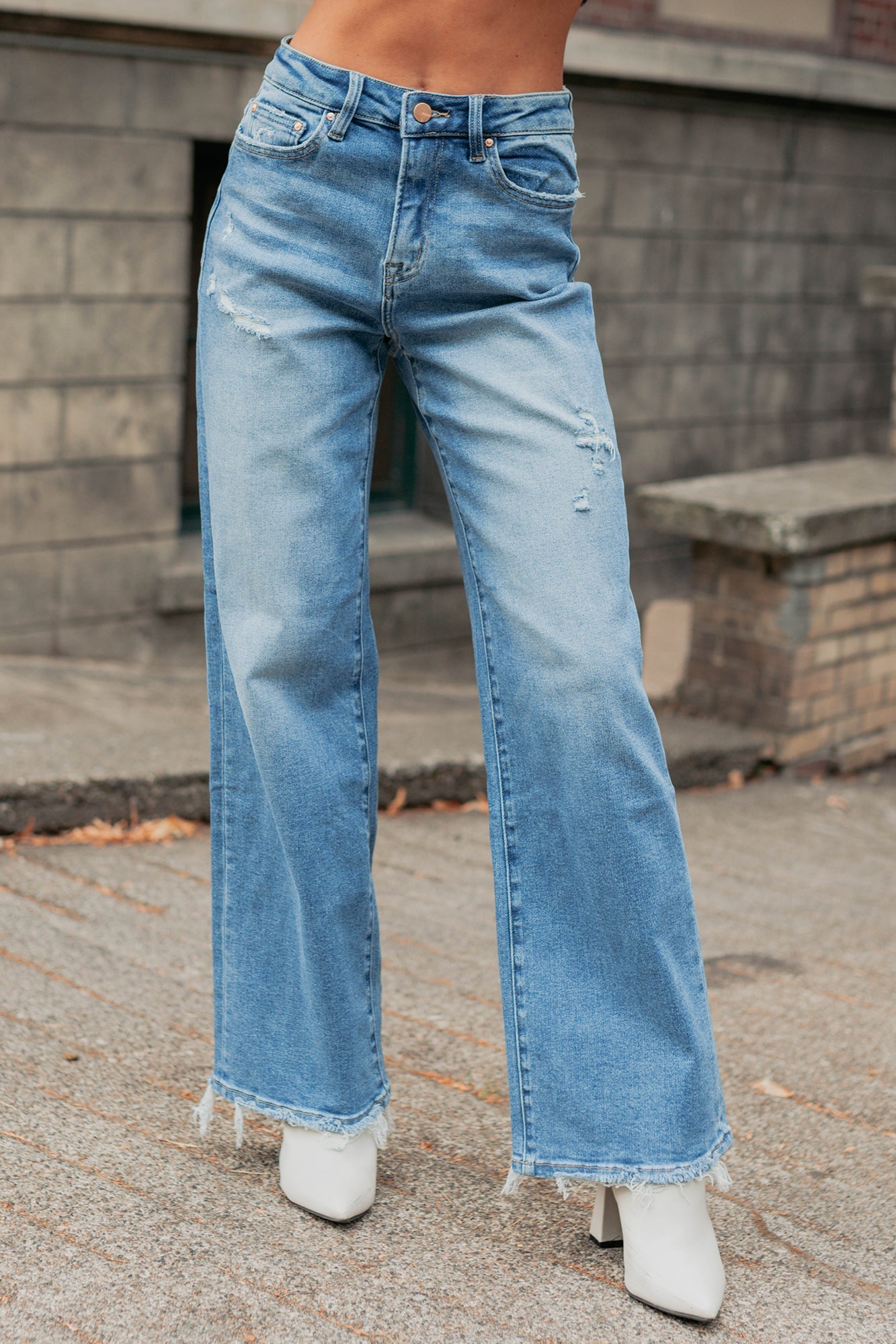 Zari High Rise Straight Leg Mica Denim Jeans (Medium)