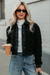 No Worries Here Sherpa Crop Kancan Jacket (Black)
