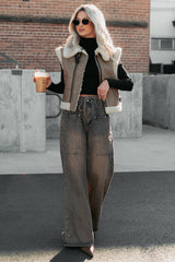 Hattie Wide Leg Washed Very J Jeans (Brown)