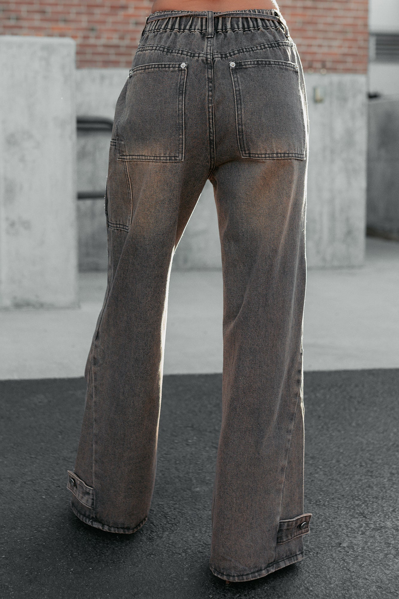 Hattie Wide Leg Washed Very J Jeans (Brown)