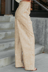 Vincent Faux Leather FORE Carpenter Pants (Beige)