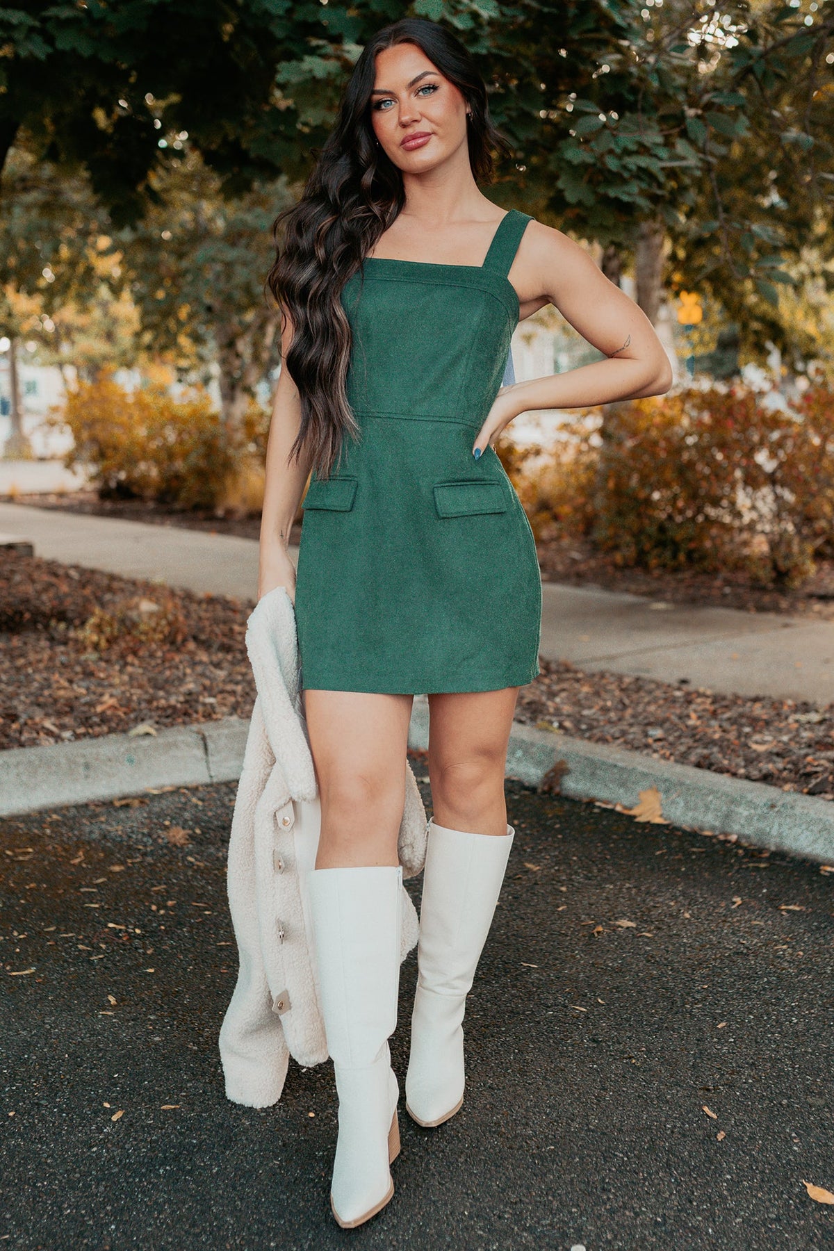 Honest Energy Sleeveless Mini Dress (Forest Green)