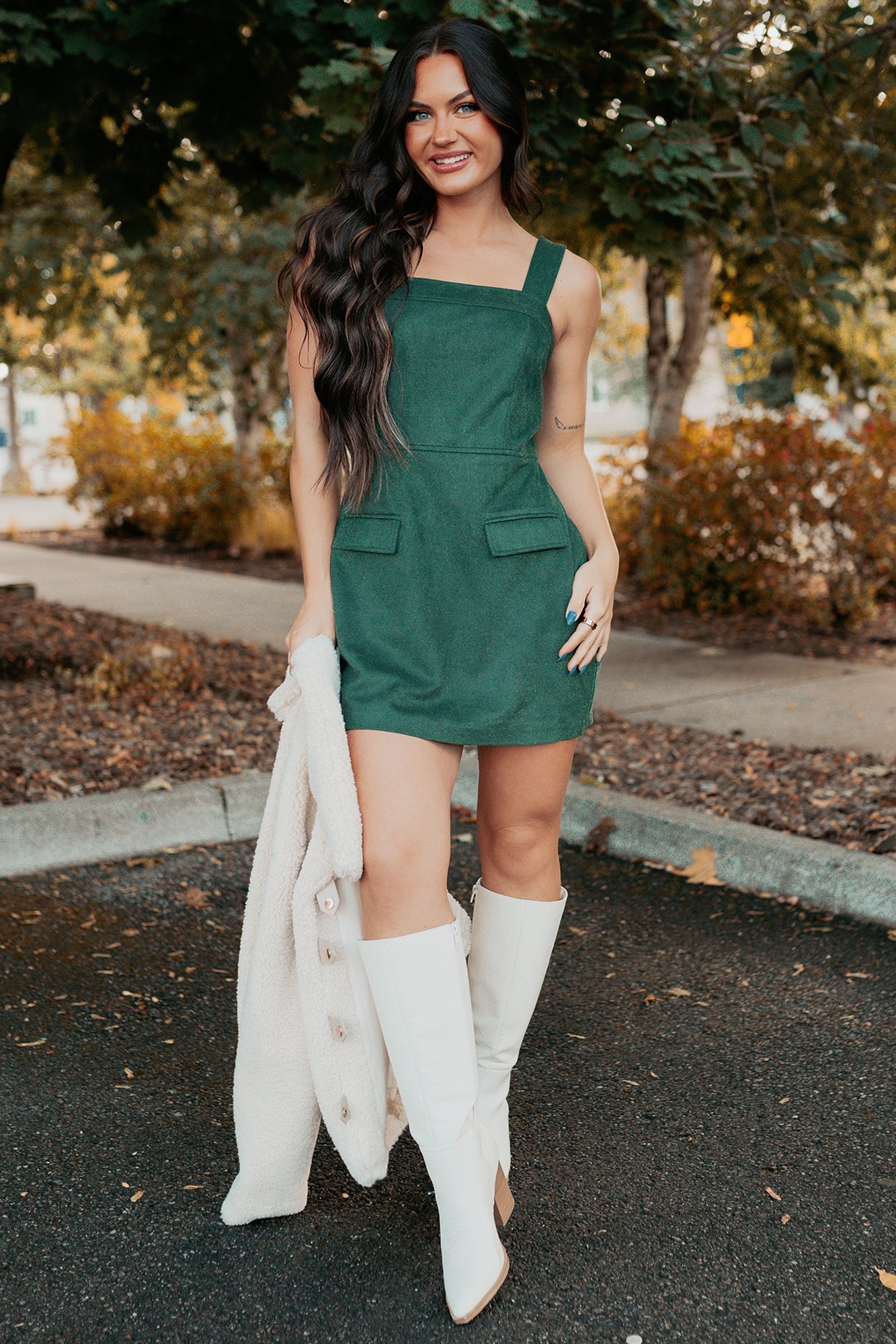 Honest Energy Sleeveless Mini Dress (Forest Green)