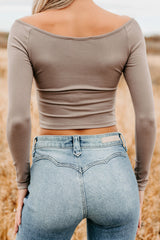 Love Again Off The Shoulder Long Sleeve Top (Dark Coco)