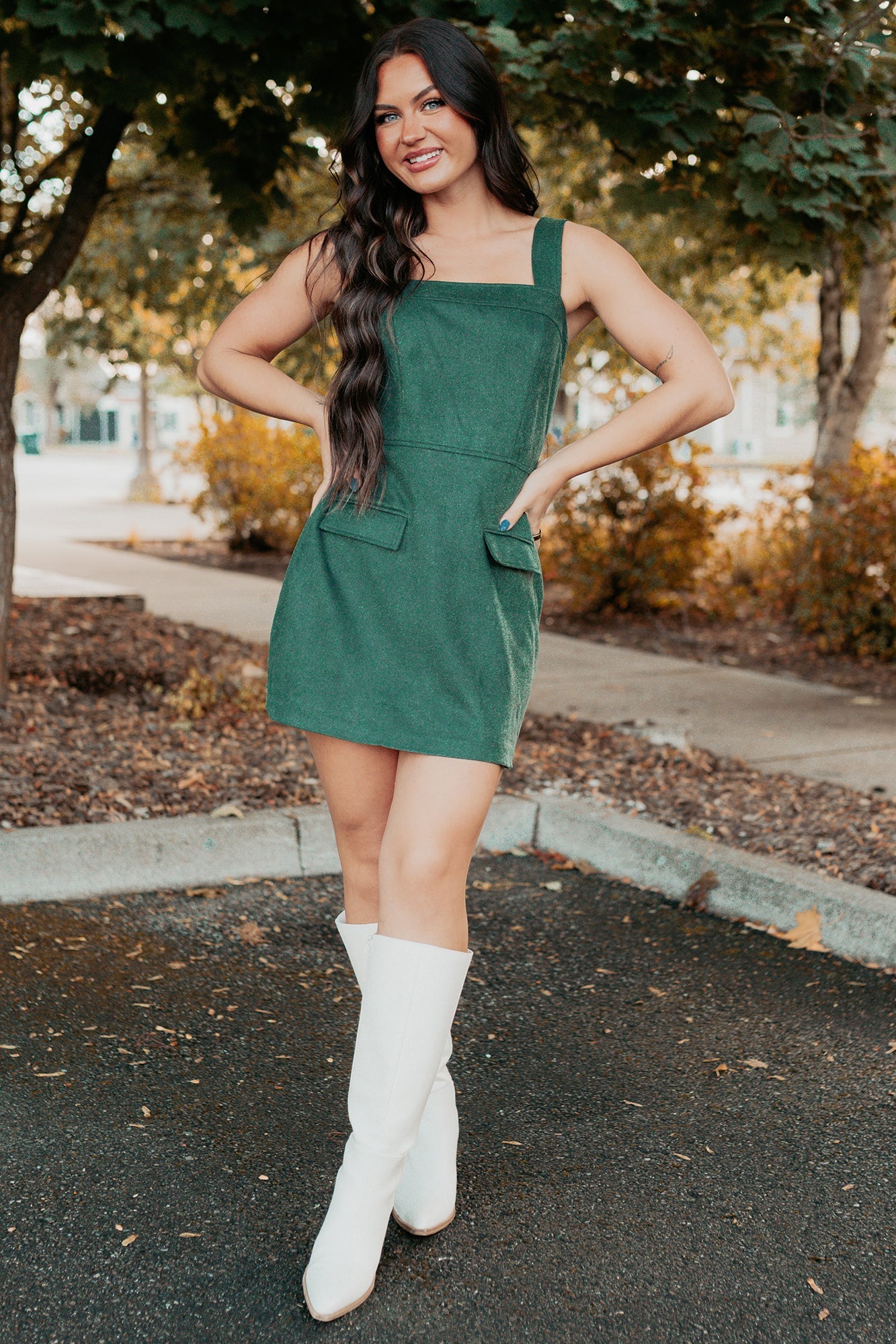 Honest Energy Sleeveless Mini Dress (Forest Green)