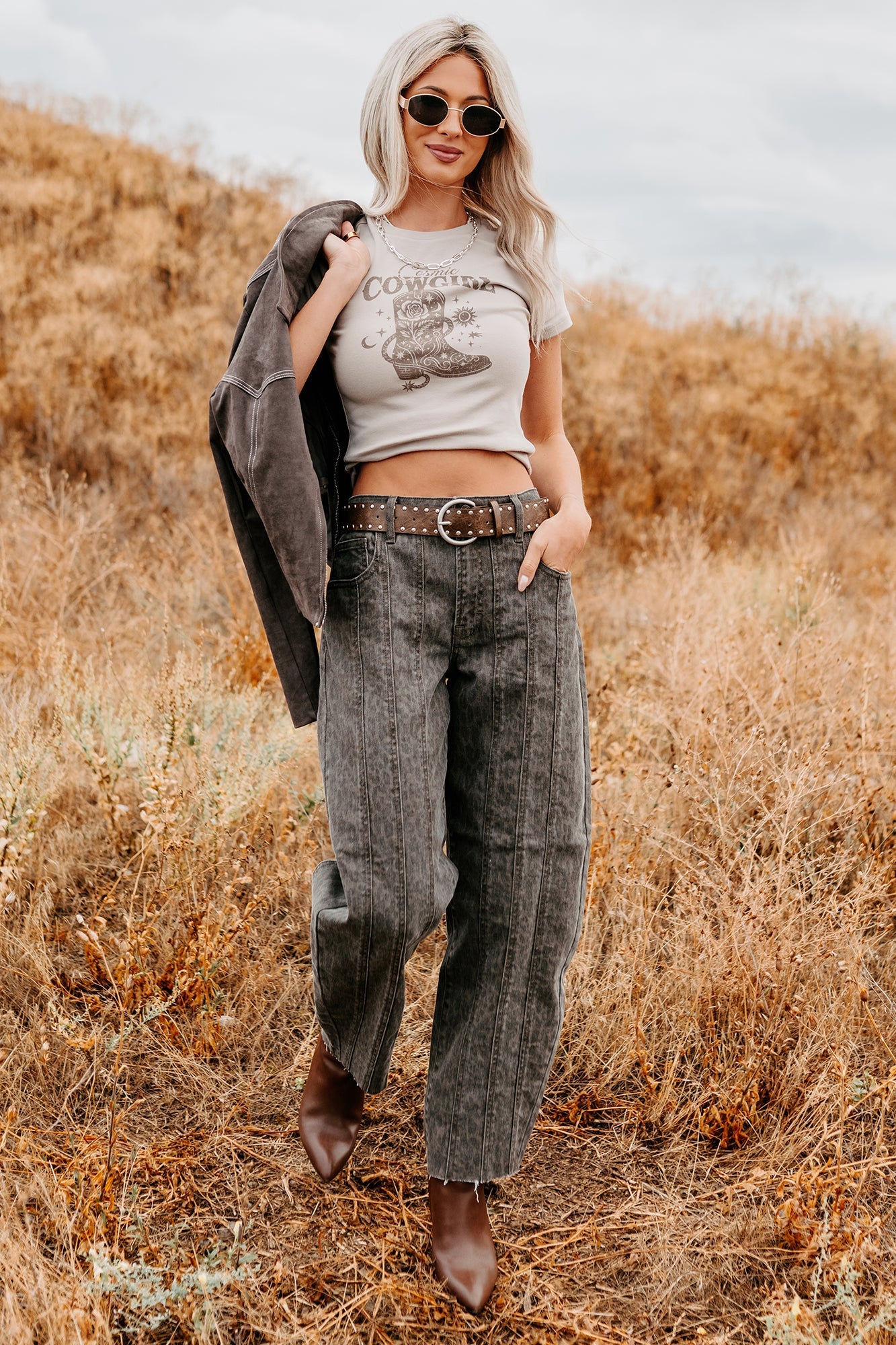 Kelsey Cheetah Seamed Barrel Hidden Jeans (Brown Cheetah)
