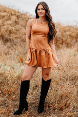Wish You Luck Sleeveless Faux Suede Mini Dress (Camel)