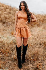 Wish You Luck Sleeveless Faux Suede Mini Dress (Camel)