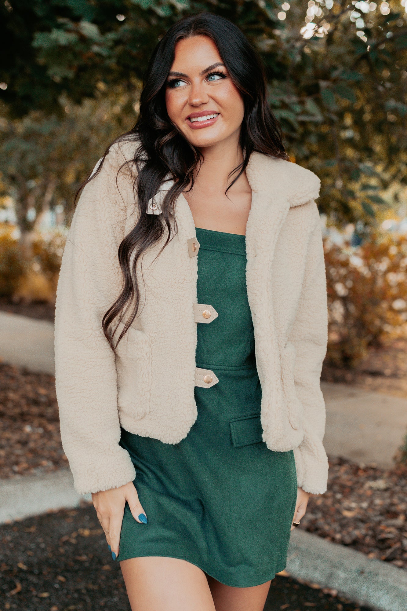 Mountain Haze Snap Button Up Sherpa Jacket (Cream)