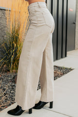 Lars Tummy Control Wide Leg Glittery Risen Jeans (Taupe)