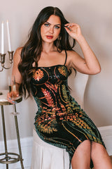 Shimmering Love Iridescent Sequin Midi Dress (Black Multi)