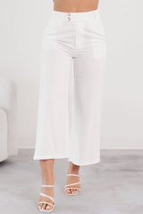 Put-together Poise Linen Cropped Pants (White)
