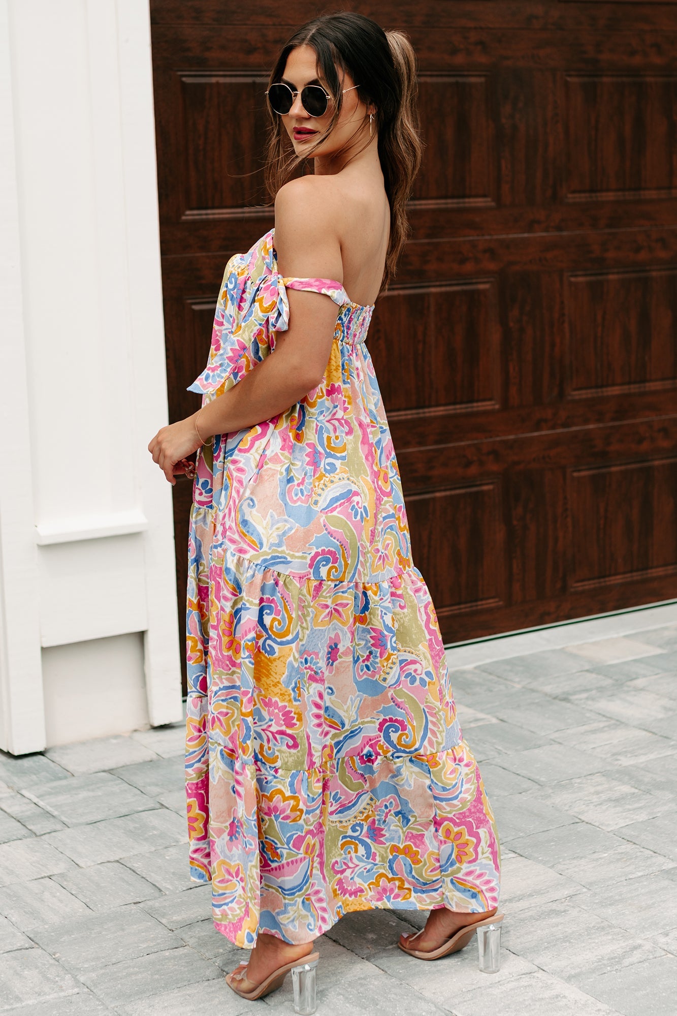 Brunch In Bali Tie-Shoulder Paisley Maxi Dress (Multi)