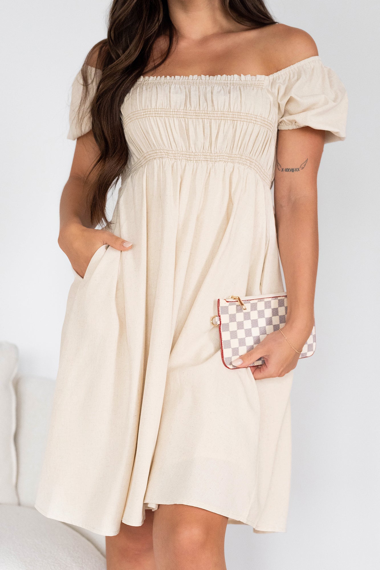 Rural Roots Linen Mini Dress (Natural)