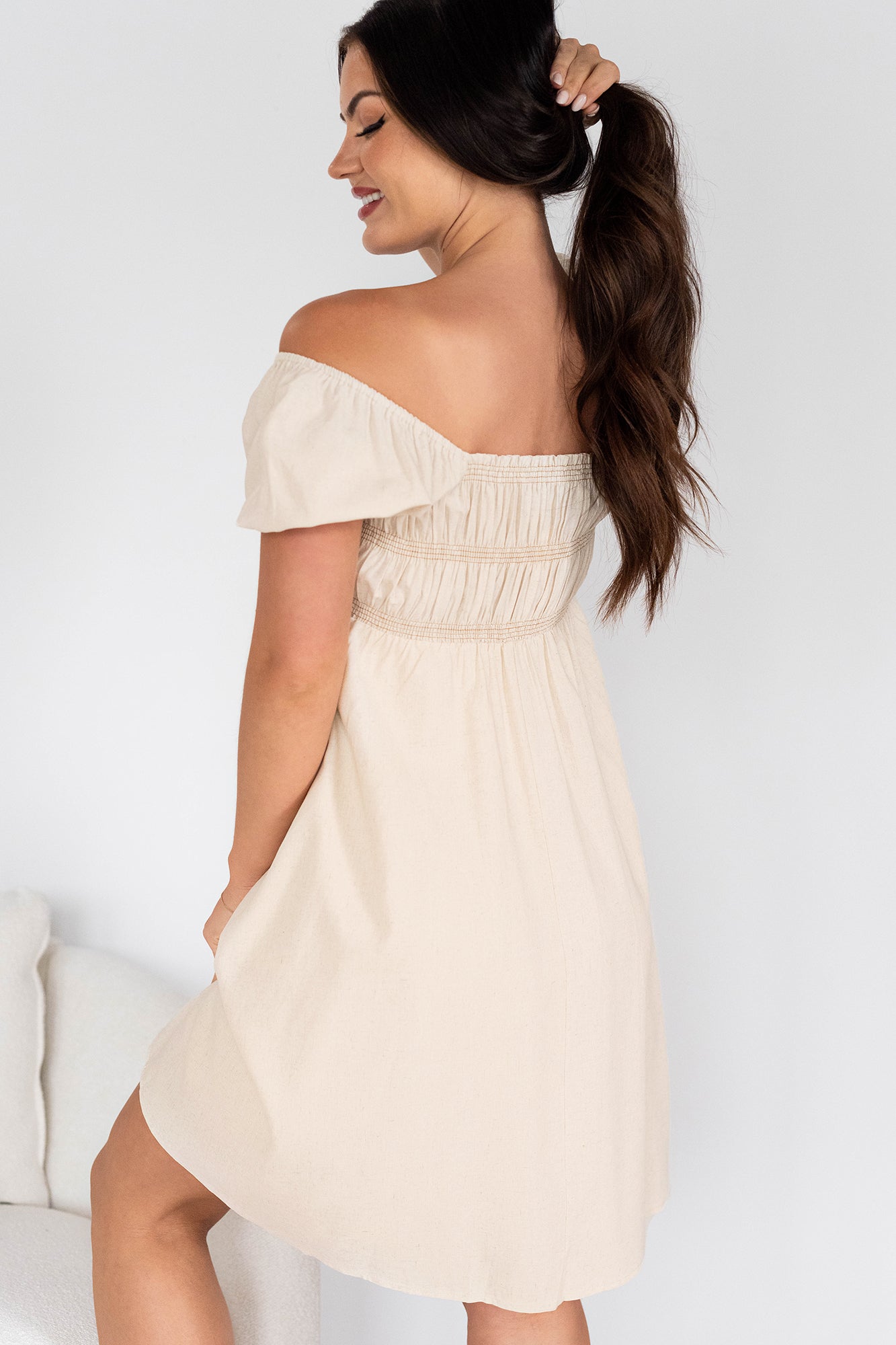 Rural Roots Linen Mini Dress (Natural)
