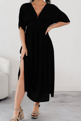 Loose and Free V Neck Maxi Dress (Black)