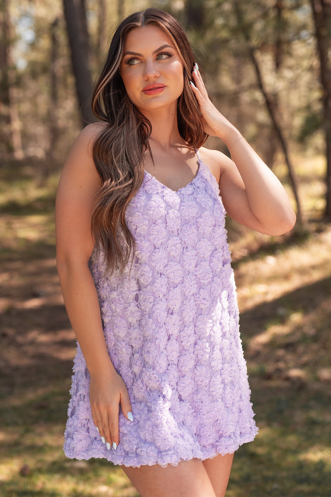 Elegance In Bloom Floral Textured Mini Dress (Periwinkle)