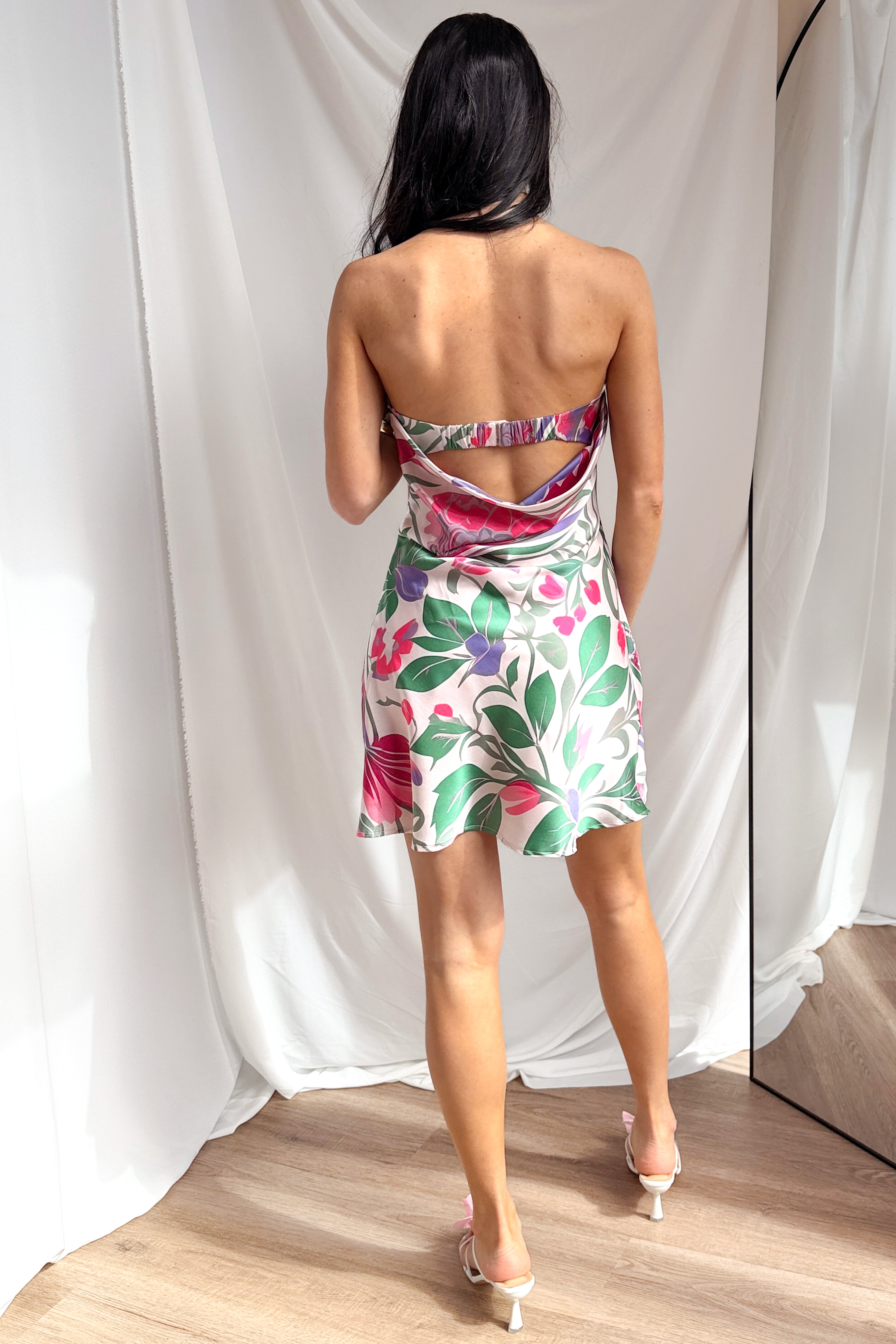 Drift Away Babe Strapless Floral Mini Dress (Pink Multi)