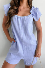 Purest Kind Of Love Ruffle Sleeve Romper (Blue)