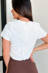 Too Sophisticated Zipper Back Crop Top (Ivory)