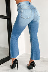 DOORBUSTER Tallahassee High Rise Sneak Peek Crop Kick Flare Jeans (Medium Light)