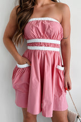 Making Life Great Strapless Mini Dress (Pink/White)