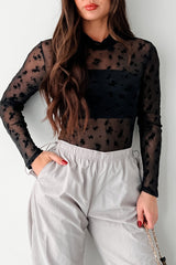 DOORBUSTER Tell Me I'm Pretty Velvet Mesh Bodysuit (Black Floral)