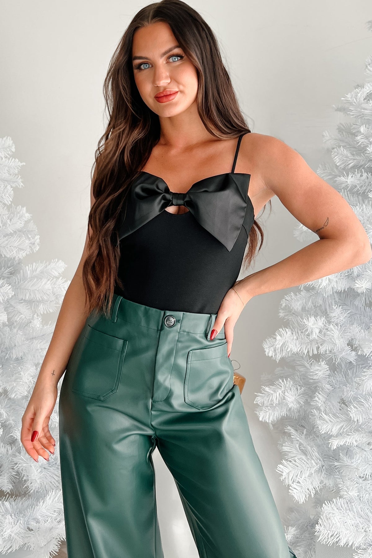 The World Awaits Bow Detail Bodysuit (Black)