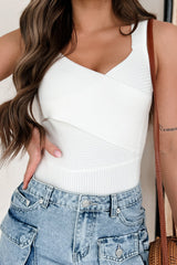 My Humble Opinion Wrap-Front Sweater Bodysuit (Ivory)