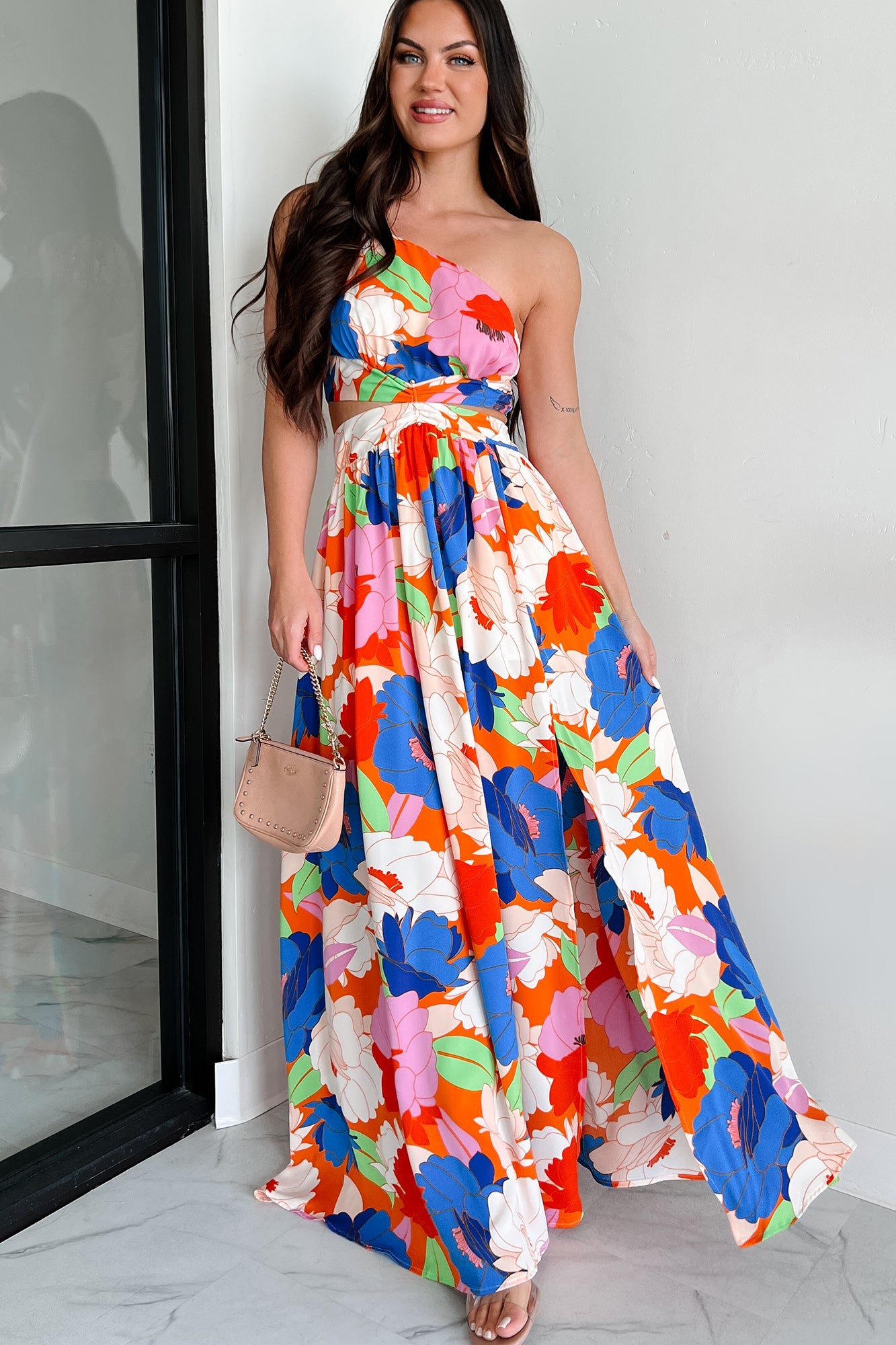 Grow Wild One Shoulder Floral Maxi Dress (Multi)