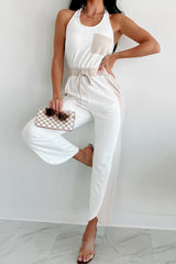 Summer Sunsets Halter Jumpsuit (White/Seashell)