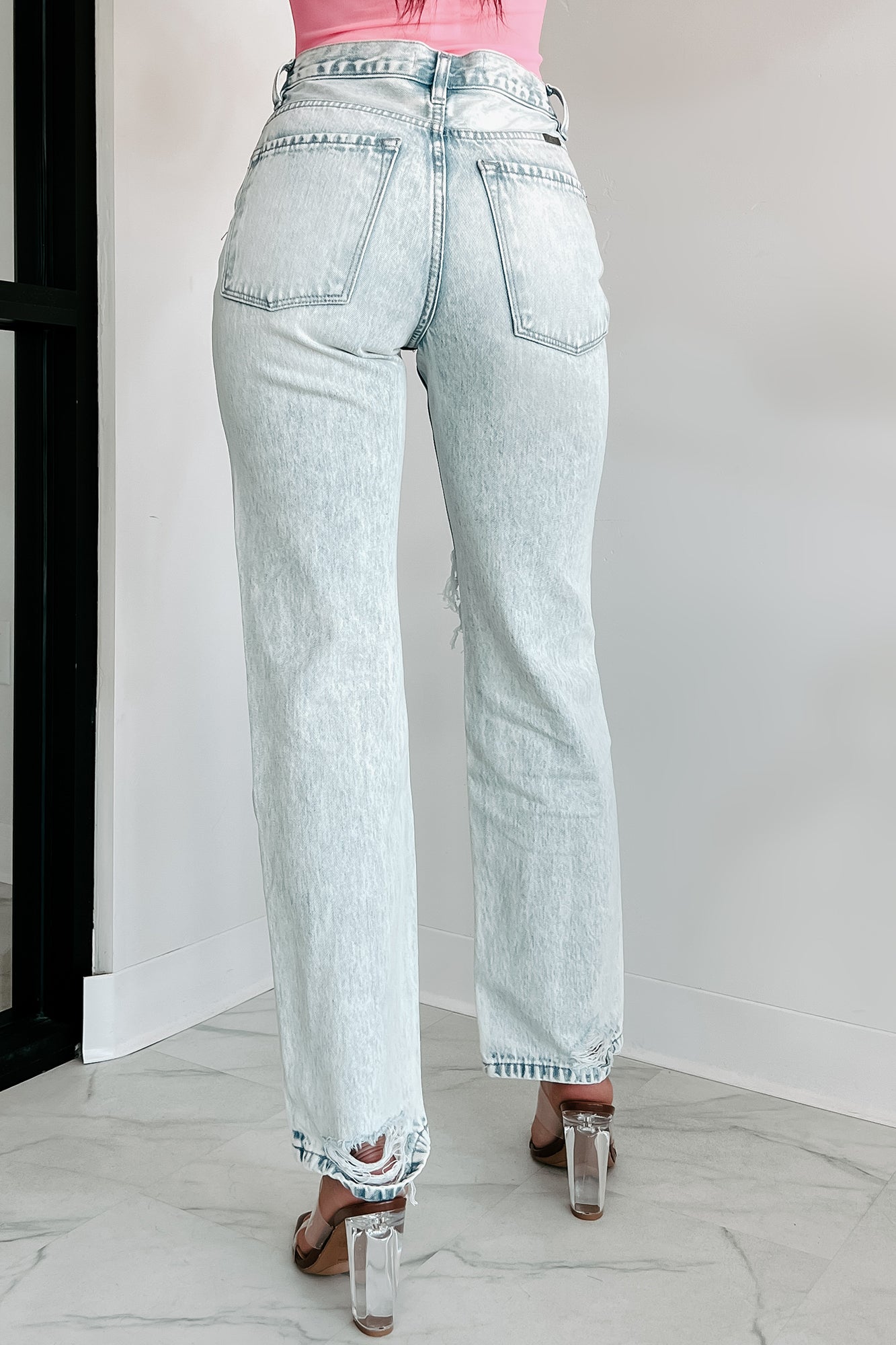 Bennett High Rise Distressed 90's Boyfriend Kancan Jeans (Light Acid)