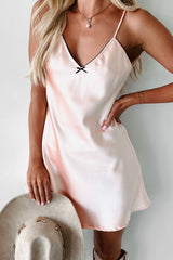 Made You Blush Satin Mini Dress (Blush Pink)